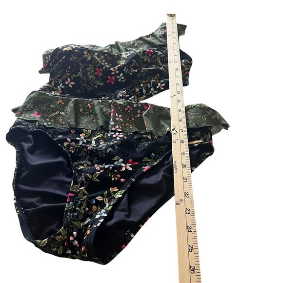 Vince Camuto Swimsuit Womens Sz. 12 Ruffle One Shoulder Cut Out Floral Padded - Picture 5 of 6